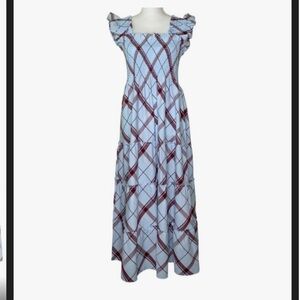 Hill House Nap Dress, size small, blue and red design.